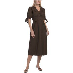 LA PICCOLA CREATIVA Made In Italy Linen Blend Short Sleeve Midi Dress